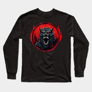Werewolf Face Occult Horror Holloween Long Sleeve T-Shirt